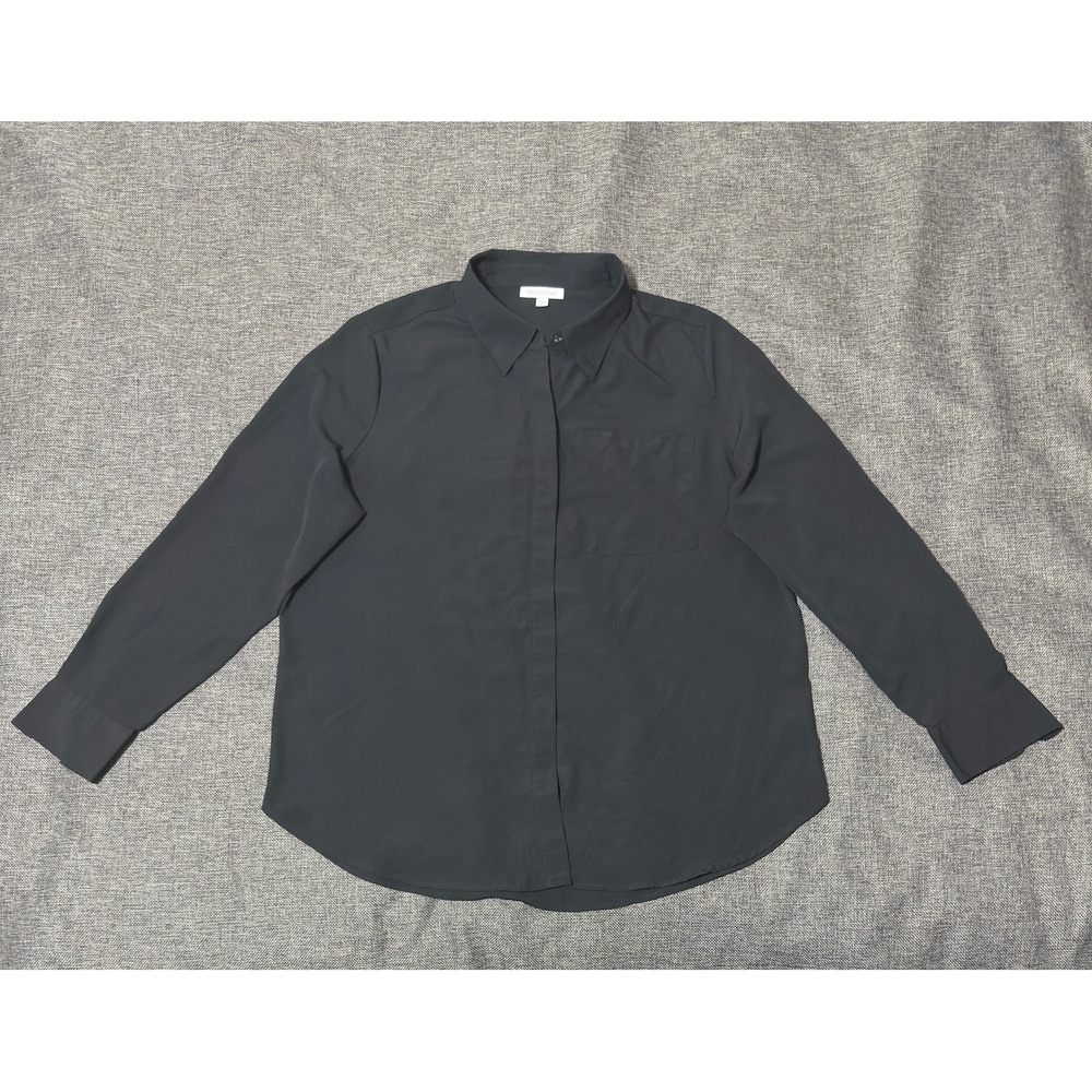 Prologue Women's XXL Button Down Shirt Black Long Sleeve Solid‎